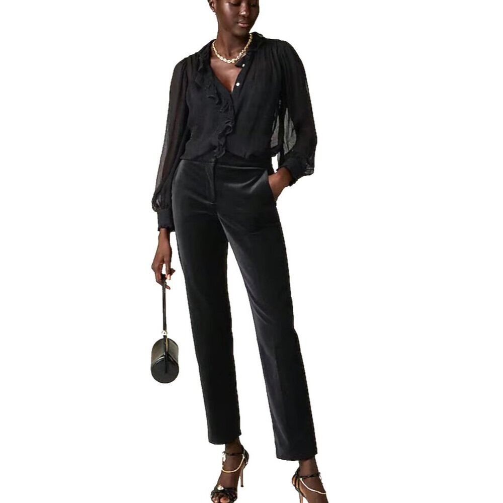 NWT J.Crew Kate Slim-Fit Pant in Black Velvet Trousers Pants 16